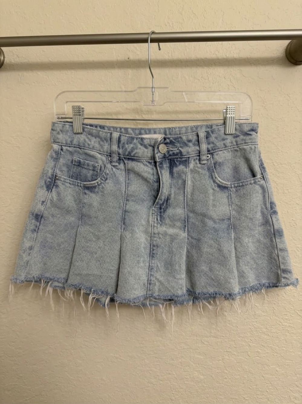 PacSun Light Blue Denim Pleated Mini Skirt